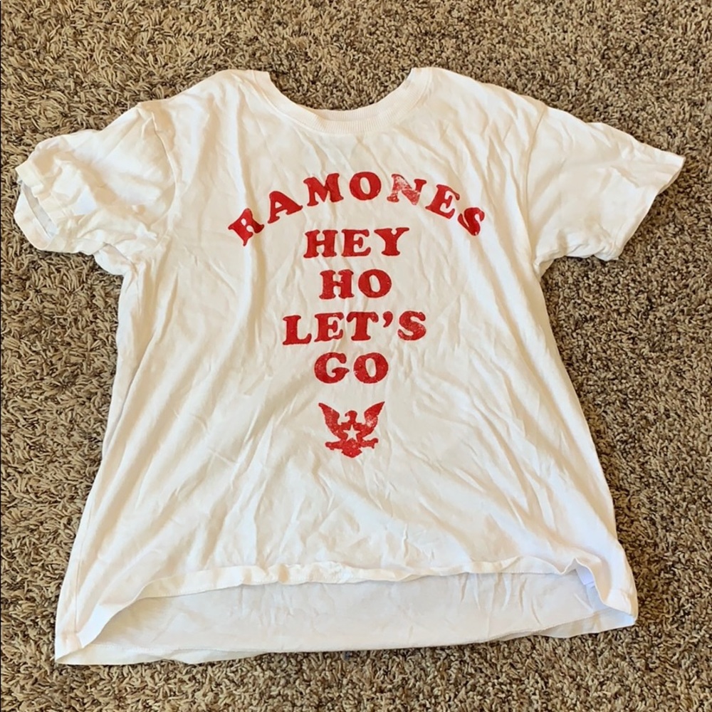 White Graphic tee with red writing